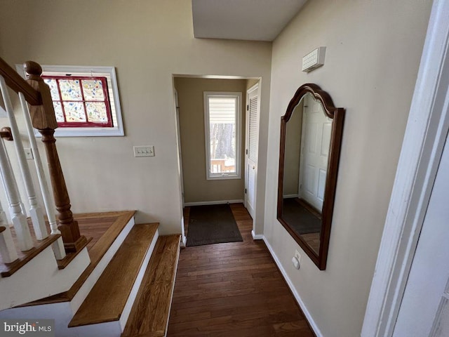 902 Eastover Pkwy, Locust Grove, VA 22508 - entryway featuring stairway, dark wood-type flooring, plenty of natural light, and baseboards
