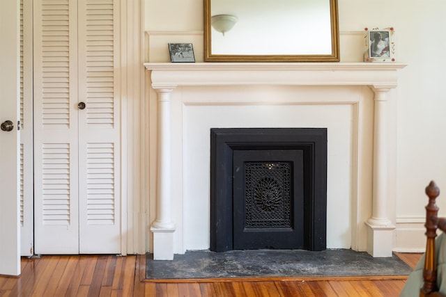 675 Beverley St E, Staunton, VA 24401 - detailed view of a fireplace with flush hearth and wood finished floors