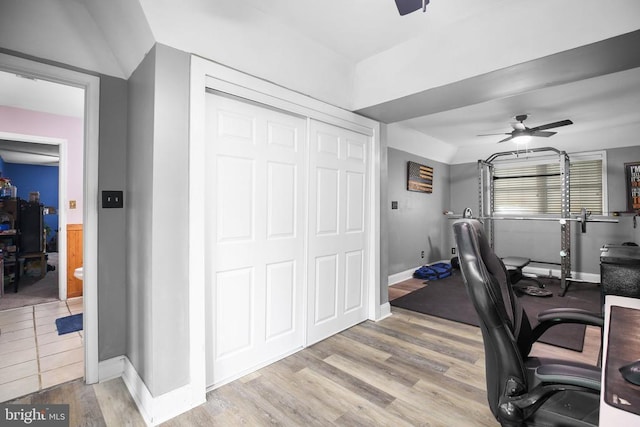 10708 Live Oak Ct, Fredericksburg, VA 22407 - home office featuring ceiling fan and wood finished floors