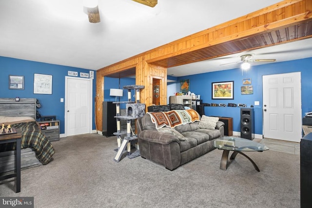 10708 Live Oak Ct, Fredericksburg, VA 22407 - carpeted living area with a ceiling fan and baseboards