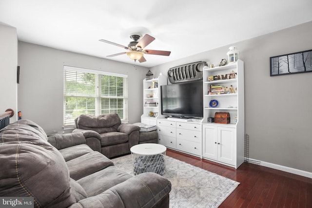 10708 Live Oak Ct, Fredericksburg, VA 22407 - living room with a ceiling fan and dark wood finished floors