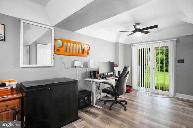 10708 Live Oak Ct, Fredericksburg, VA 22407 - office area with ceiling fan and wood finished floors
