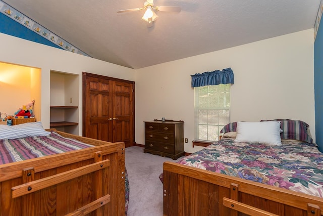 2226 Lanier Ln, Mcgaheysville, VA 22840 - bedroom featuring carpet floors, a closet, a ceiling fan, and vaulted ceiling
