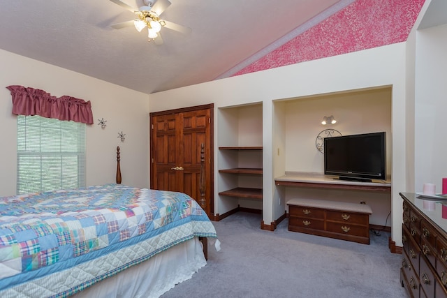 2226 Lanier Ln, Mcgaheysville, VA 22840 - bedroom featuring carpet floors, a closet, ceiling fan, and vaulted ceiling