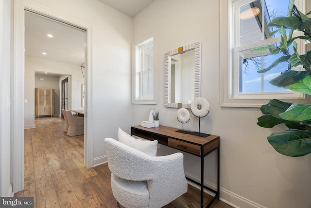 7039 Silk, Jeffersonton, VA 22724 - corridor featuring wood finished floors, baseboards, and recessed lighting