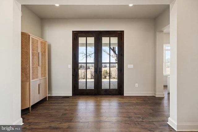 7039 Silk, Jeffersonton, VA 22724 - doorway to outside with french doors, dark wood finished floors, baseboards, and recessed lighting