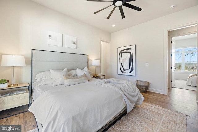 7039 Silk, Jeffersonton, VA 22724 - bedroom featuring baseboards, wood finished floors, recessed lighting, and a ceiling fan