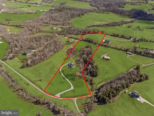 7039 Silk, Jeffersonton, VA 22724 - overview of rural landscape with property parcel outlined and a pastoral area