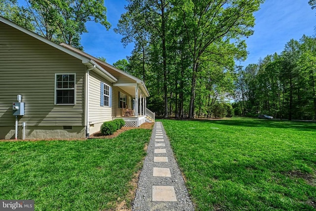 343 Aspen Hill Rd, Mineral, VA 23117 - view of green lawn featuring a porch