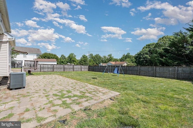 7504 Heathrow Dr, Fredericksburg, VA 22407 - view of yard featuring a playground, a patio, and cooling unit