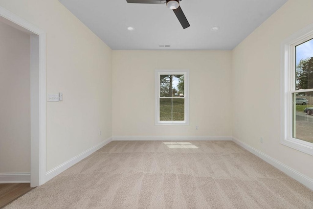 1019 Frye St, Waynesboro, VA 22980 - empty room with healthy amount of natural light, light colored carpet, a ceiling fan, and recessed lighting