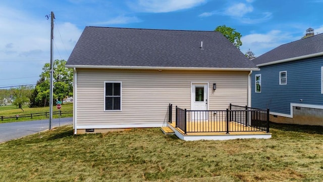 1019 Frye St, Waynesboro, VA 22980 - rear view of property with a lawn, a deck, and crawl space