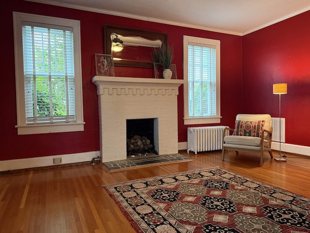 228 Hendren Ave, Staunton, VA 24401 - living room featuring radiator, wood-type flooring, plenty of natural light, and ornamental molding