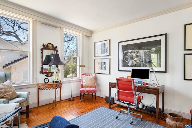 900 Rugby Rd, Charlottesville, VA 22903 - office featuring a wealth of natural light, wood finished floors, baseboards, and ornamental molding