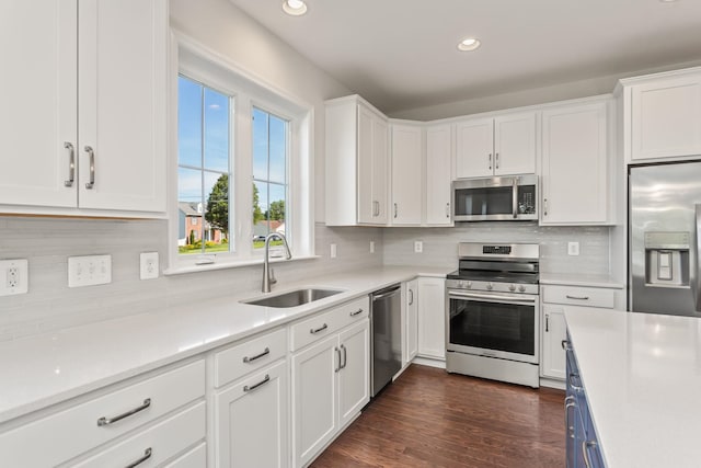 2797 Rutlege Rd Unit 197, Rockingham, VA 22801 - kitchen with appliances with stainless steel finishes, a sink, white cabinets, light countertops, and recessed lighting