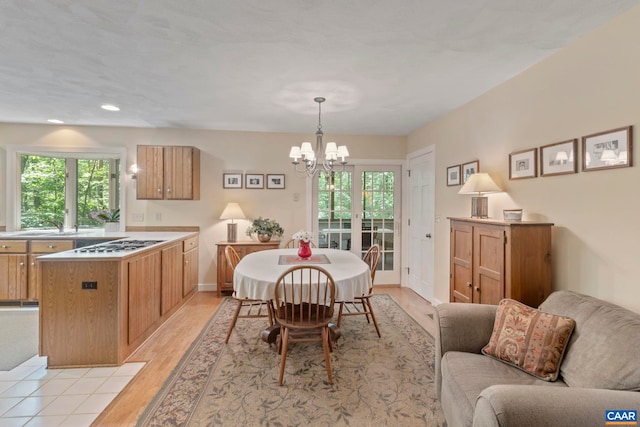 2 Whippoorwill Ln, Palmyra, VA 22963 - dining room featuring a chandelier, plenty of natural light, light wood-style flooring, and recessed lighting