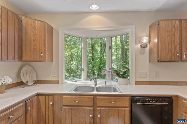 2 Whippoorwill Ln, Palmyra, VA 22963 - kitchen with dishwasher, a sink, light countertops, and brown cabinetry
