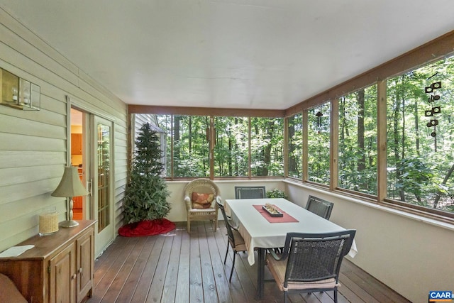 2 Whippoorwill Ln, Palmyra, VA 22963 - sunroom with hardwood / wood-style flooring and a wooden deck