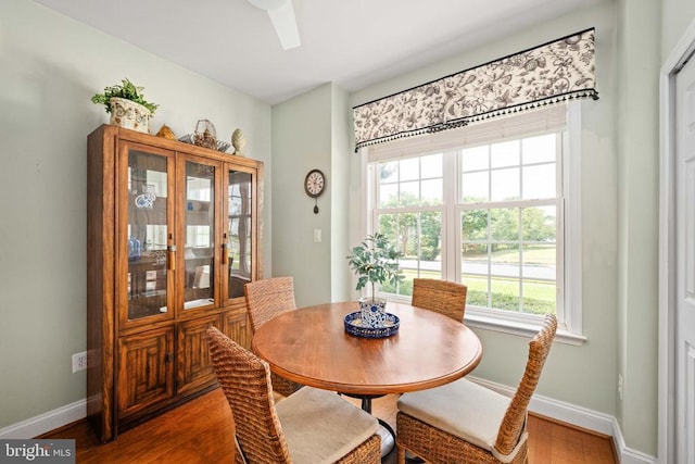 5715 Kesslers Xing W, Fredericksburg, VA 22407 - dining space with dark wood-type flooring and ceiling fan