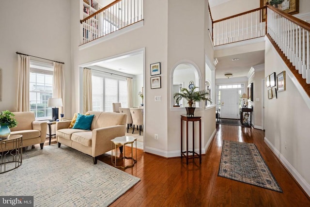 5715 Kesslers Xing W, Fredericksburg, VA 22407 - living room with healthy amount of natural light, wood-type flooring, and a high ceiling