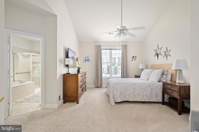 5715 Kesslers Xing W, Fredericksburg, VA 22407 - bedroom with light colored carpet, ensuite bath, and ceiling fan