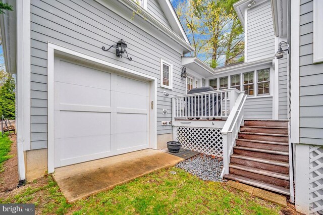 1411 Lakeview Pkwy, Locust Grove, VA 22508 - view of side of property featuring a wooden deck and a garage