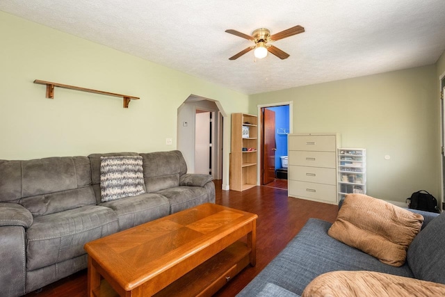 911 Old White Hill Rd, Stuarts Draft, VA 24477 - living room with ceiling fan, arched walkways, and wood finished floors