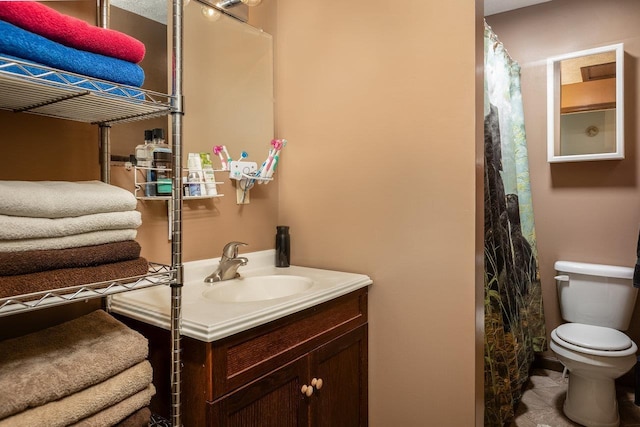 911 Old White Hill Rd, Stuarts Draft, VA 24477 - full bathroom with vanity, toilet, and a shower with shower curtain