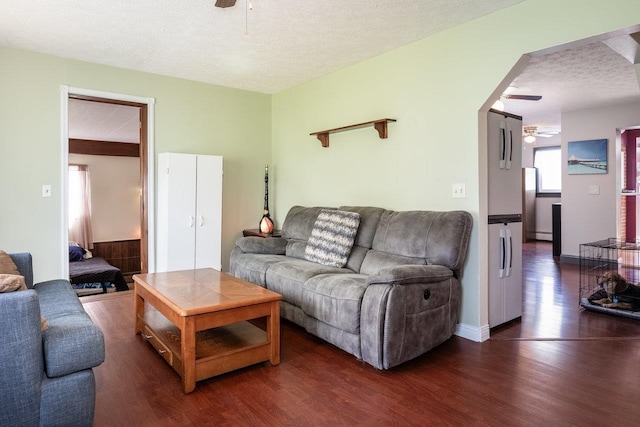 911 Old White Hill Rd, Stuarts Draft, VA 24477 - living area with a ceiling fan, wood finished floors, and a textured ceiling