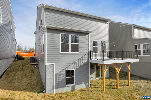 3053 Rambling Brook Ln, Crozet, VA 22932 - back of house featuring a wooden deck, a lawn, and stairway
