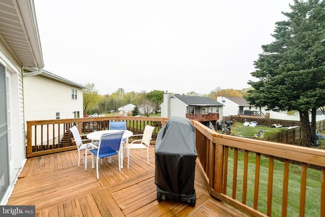 802 Shamrock Dr, Fredericksburg, VA 22407 - deck with a yard, outdoor dining area, fence, and a residential view