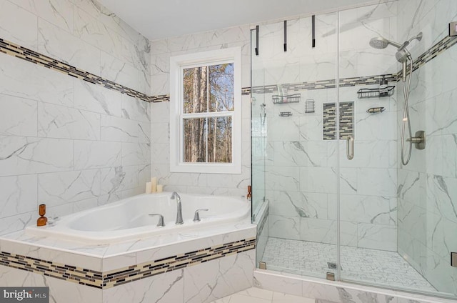 208 Yorktown Blvd, Locust Grove, VA 22508 - bathroom with a garden tub and a shower stall