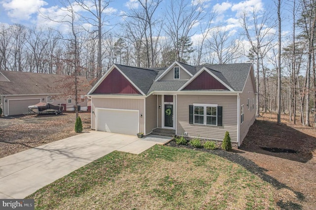 208 Yorktown Blvd, Locust Grove, VA 22508 - view of front of house with driveway, an attached garage, roof with shingles, and a front lawn