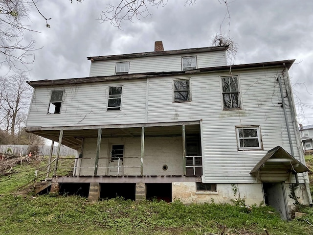 1201 Burnett St, Staunton, VA 24401 - rear view of property with a porch and a chimney