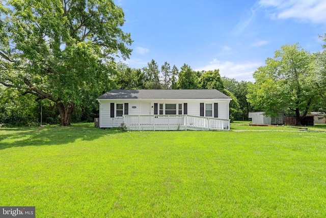 19012 Lahore Rd, Orange, VA 22960 - view of front facade with a shed, a front yard, and a deck
