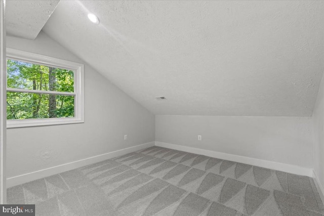 3050 Patriot Ln, Fredericksburg, VA 22408 - additional living space featuring a textured ceiling, vaulted ceiling, and light colored carpet