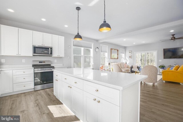 105 Chesterfield Ct, Locust Grove, VA 22508 - kitchen with appliances with stainless steel finishes, open floor plan, light countertops, light wood-style floors, and recessed lighting