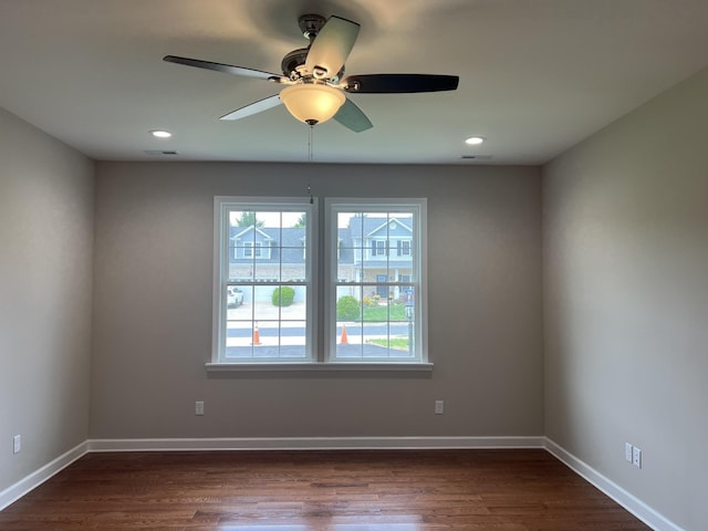 81 Meriwether Cir, Stuarts Draft, VA 24477 - empty room with ceiling fan, dark wood-type flooring, recessed lighting, and baseboards