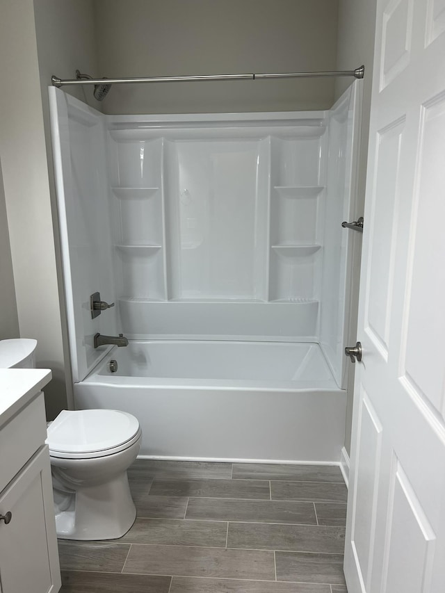 81 Meriwether Cir, Stuarts Draft, VA 24477 - bathroom featuring vanity,  shower combination, wood tiled floors, and toilet