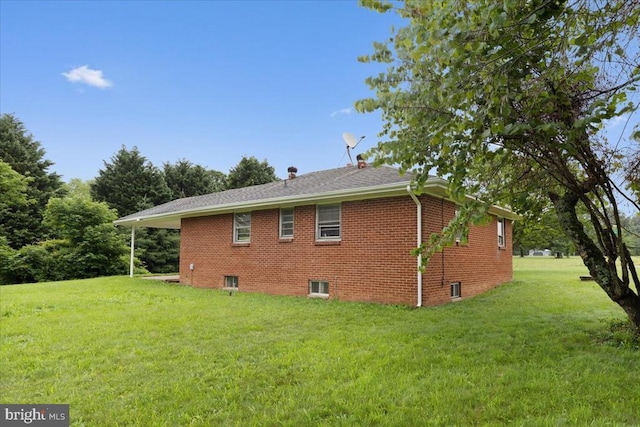 4970 Ridge Rd, Spotsylvania, VA 22551 - view of side of property with a yard, brick siding, and roof with shingles
