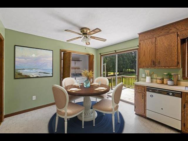 57 Greenbriar Ln, Stuarts Draft, VA 24477 - dining area featuring ceiling fan and baseboards