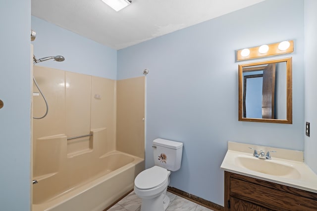 57 Greenbriar Ln, Stuarts Draft, VA 24477 - bathroom featuring vanity, marble finish flooring, and washtub / shower combination