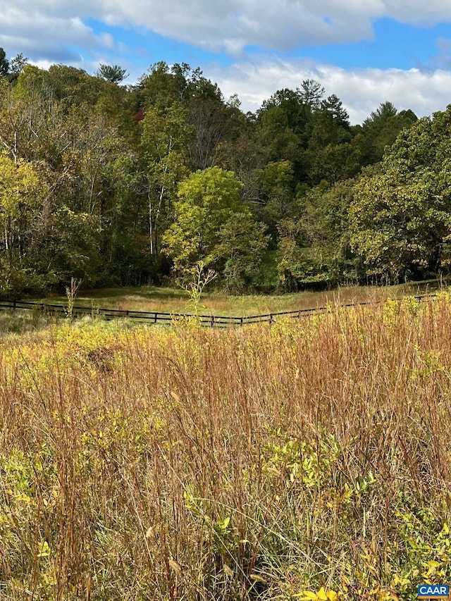 view of landscape with a wooded view