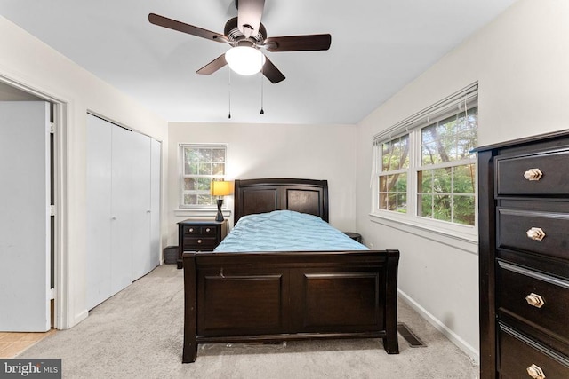 133 Woodlake Dr, Charlottesville, VA 22901 - bedroom with light carpet, multiple windows, a closet, and ceiling fan