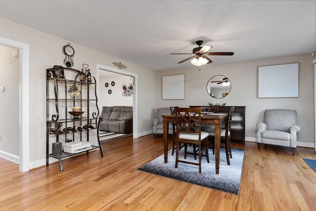 15 Devonshire Ct, Fishersville, VA 22939 - dining area featuring a ceiling fan, light wood finished floors, and baseboards