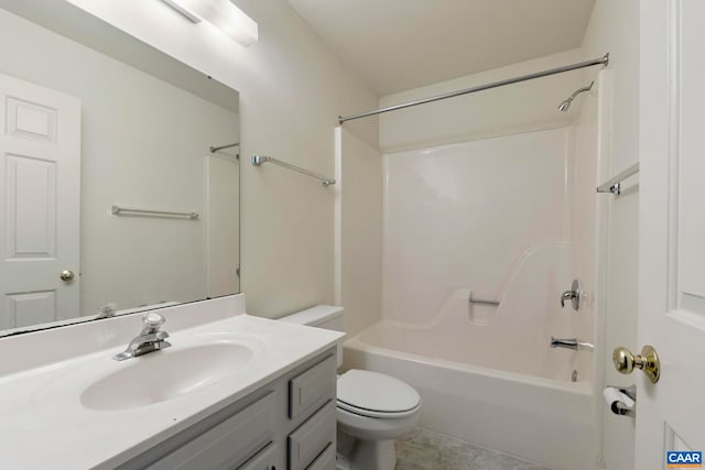 full bathroom featuring toilet, vanity, and shower / bathing tub combination