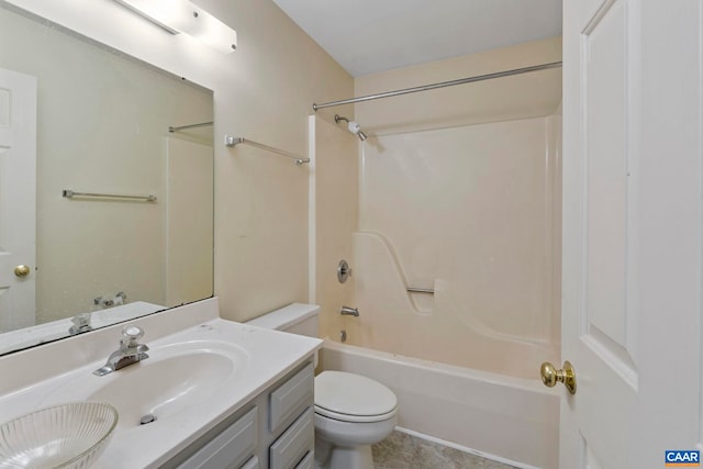 full bathroom with vanity, toilet, and shower / tub combination