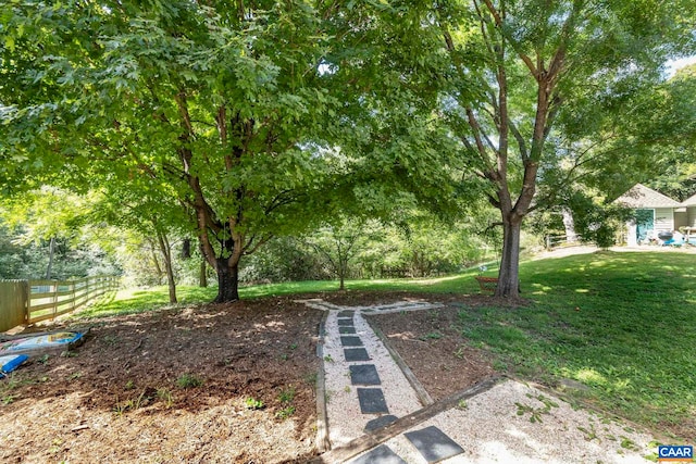view of yard featuring fence
