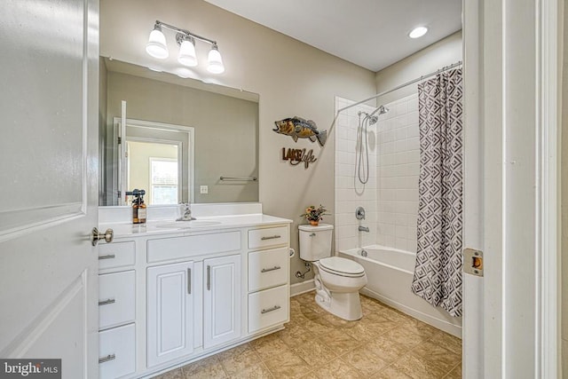 299 Sunset Loop, Mineral, VA 23117 - full bathroom with toilet, vanity, shower / tub combo with curtain, baseboards, and tile patterned flooring