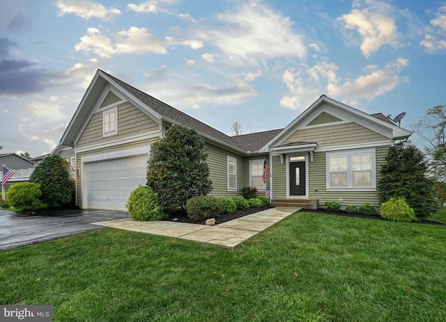 299 Sunset Loop, Mineral, VA 23117 - view of front of house featuring driveway, a front lawn, and an attached garage